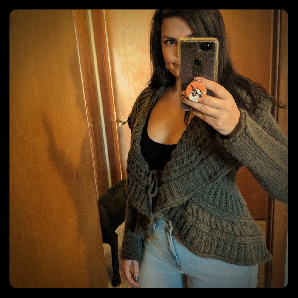 Anthropologie Alpaca/Wool Blend Dark Green Sweater